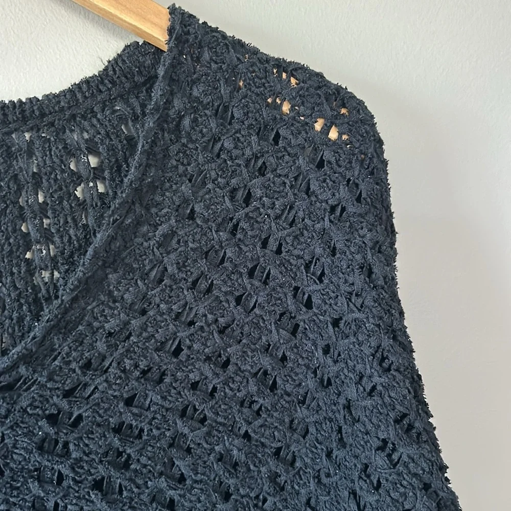Free People Best of You V-Neck Cotton Sweater‎ Black Size XS